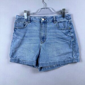 American Eagle Mom Denim Shorts Stretch High Waisted Waist 32 Blue